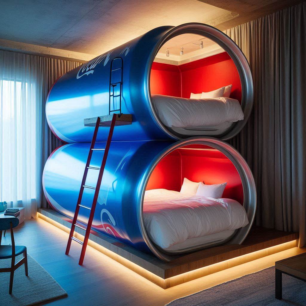 Pepsi Bunk Bed: Unique Bunk Beds Crafted from Pepsi Soft Drink Cans ...