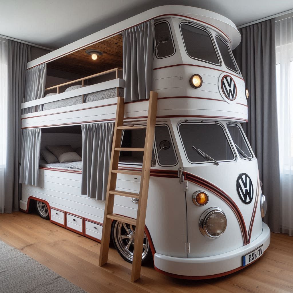 VW Bus Shaped Bunk Bed 2