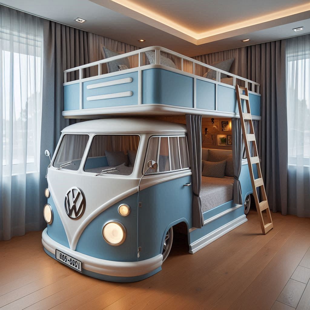 VW Bus Shaped Bunk Bed 3