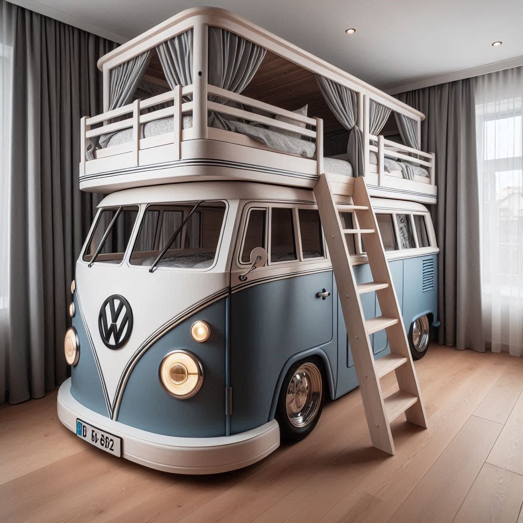 VW Bus Shaped Bunk Bed 4