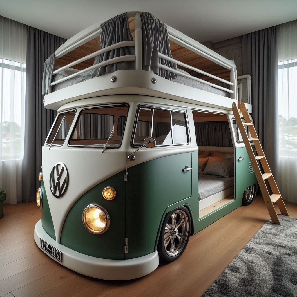 VW Bus Shaped Bunk Bed 5