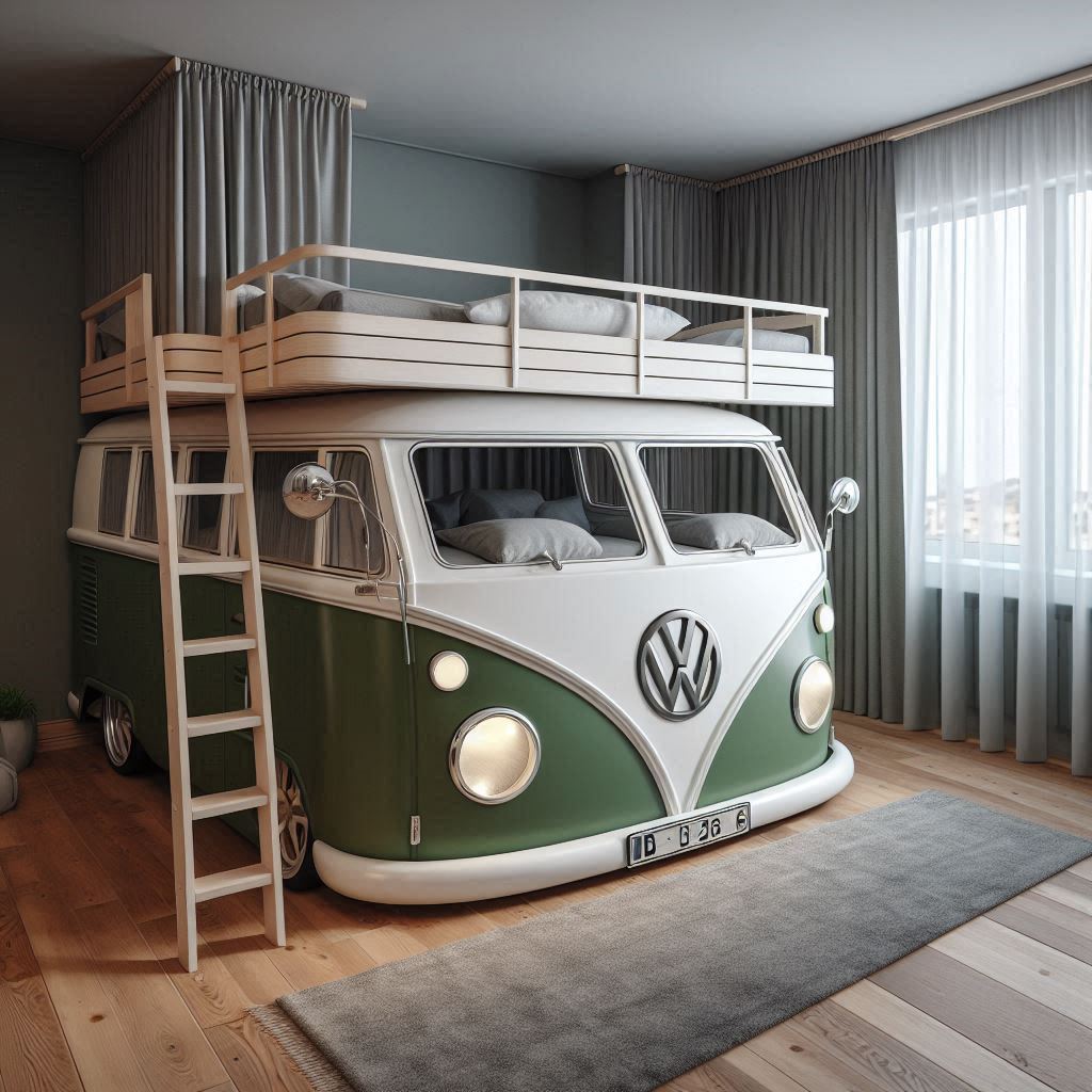 VW Bus Shaped Bunk Bed 6