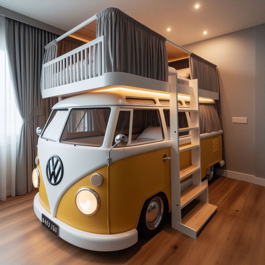 VW Bus Shaped Bunk Bed 7