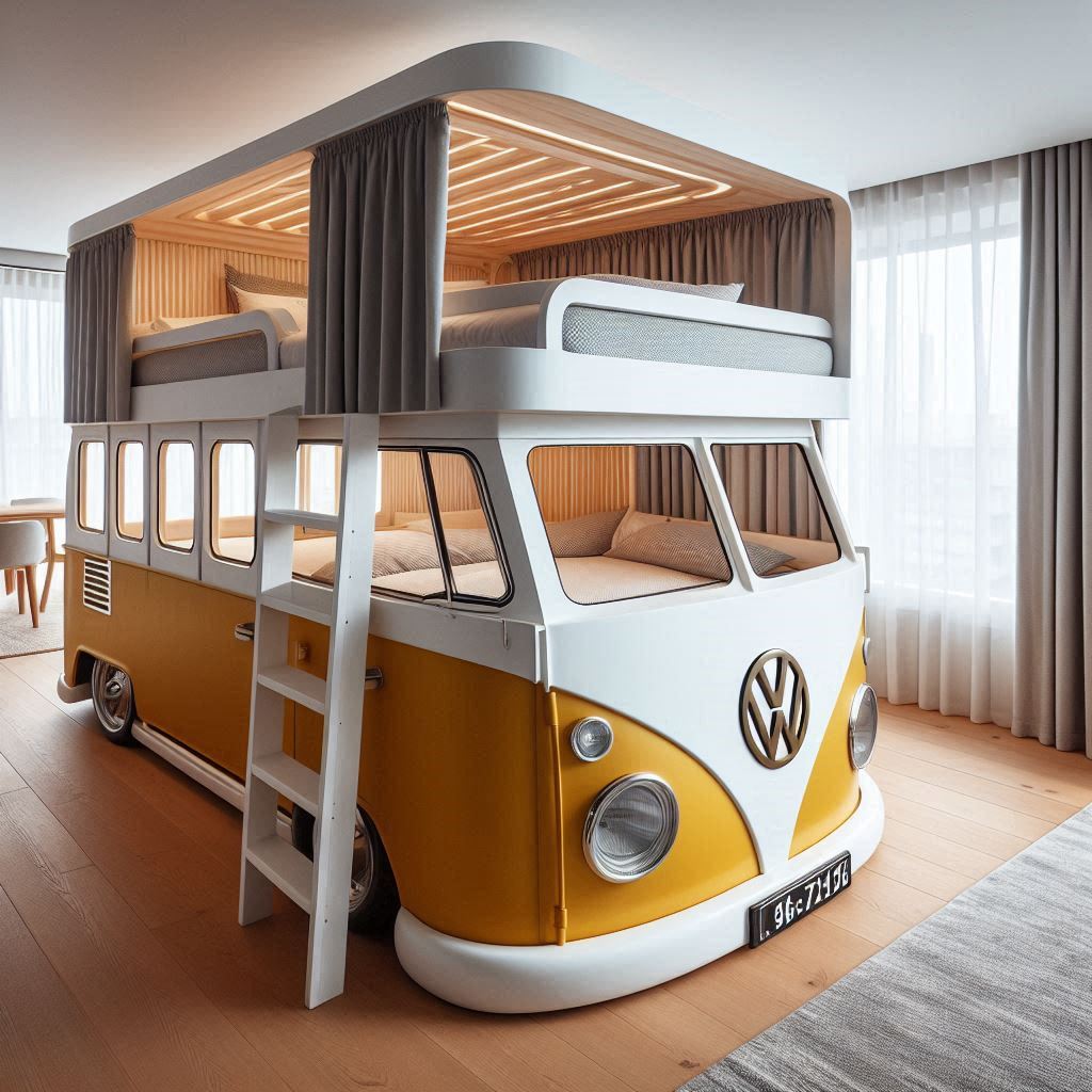 VW Bus Shaped Bunk Bed 8