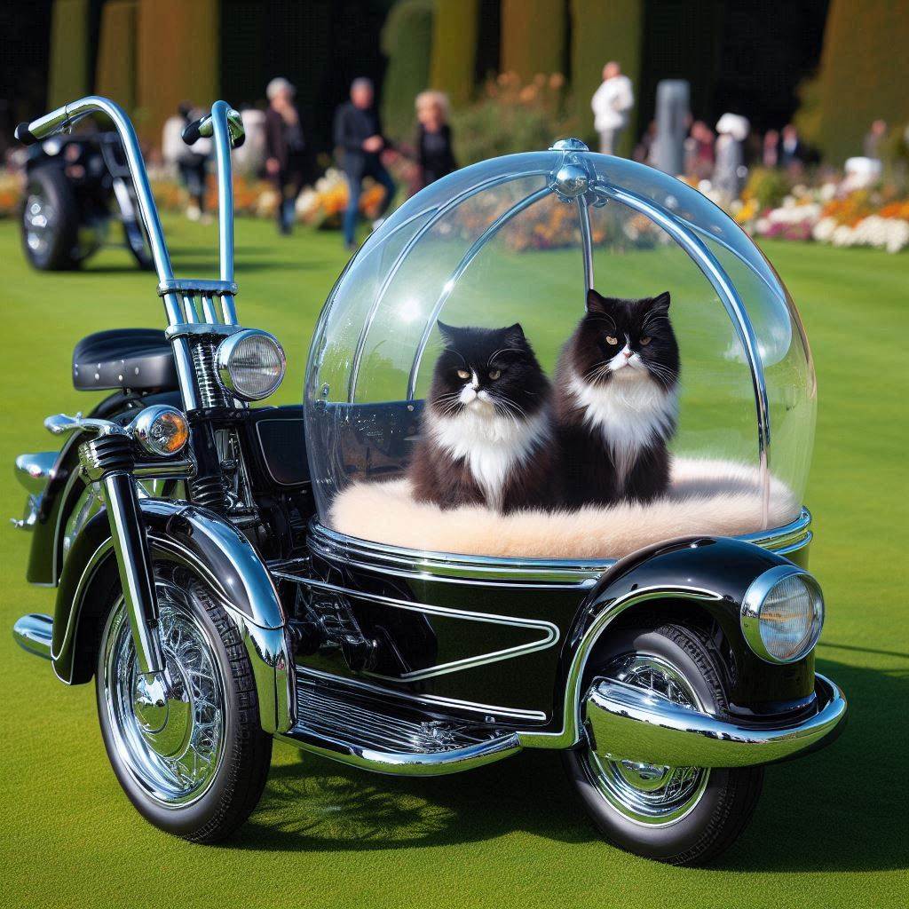 Vintage Motorcycle Inspired Cat Stroller 1 1