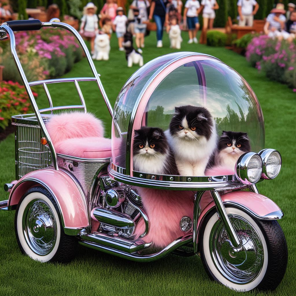 Vintage Motorcycle Inspired Cat Stroller 6