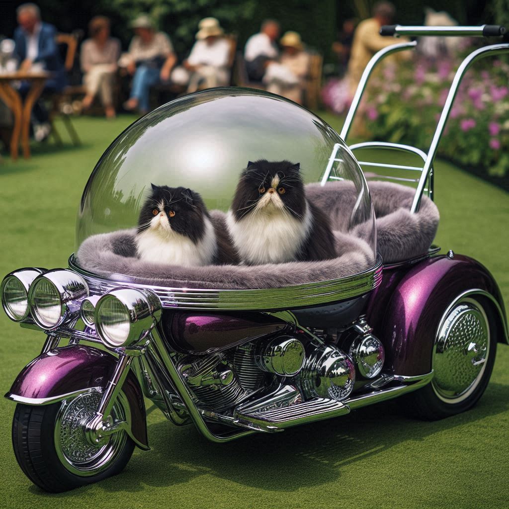 Vintage Motorcycle Inspired Cat Stroller 9