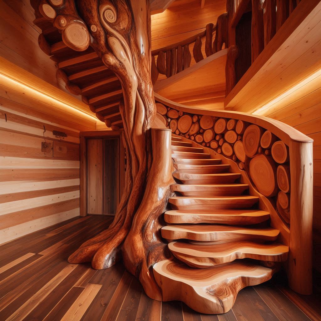 Wood Slab Staircases 1