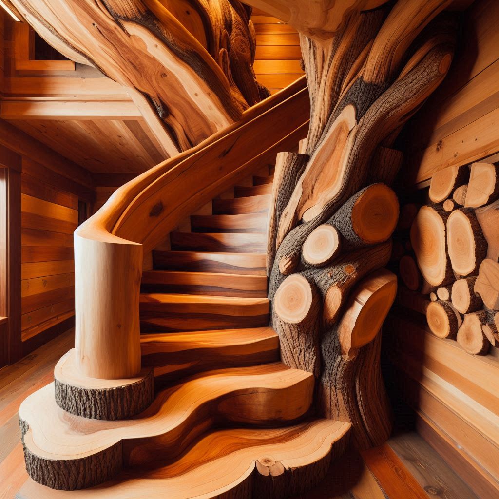 Wood Slab Staircases 10