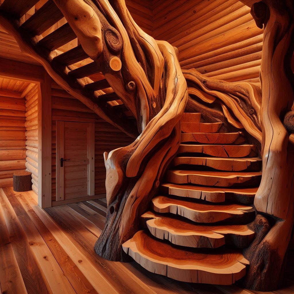 Wood Slab Staircases 3