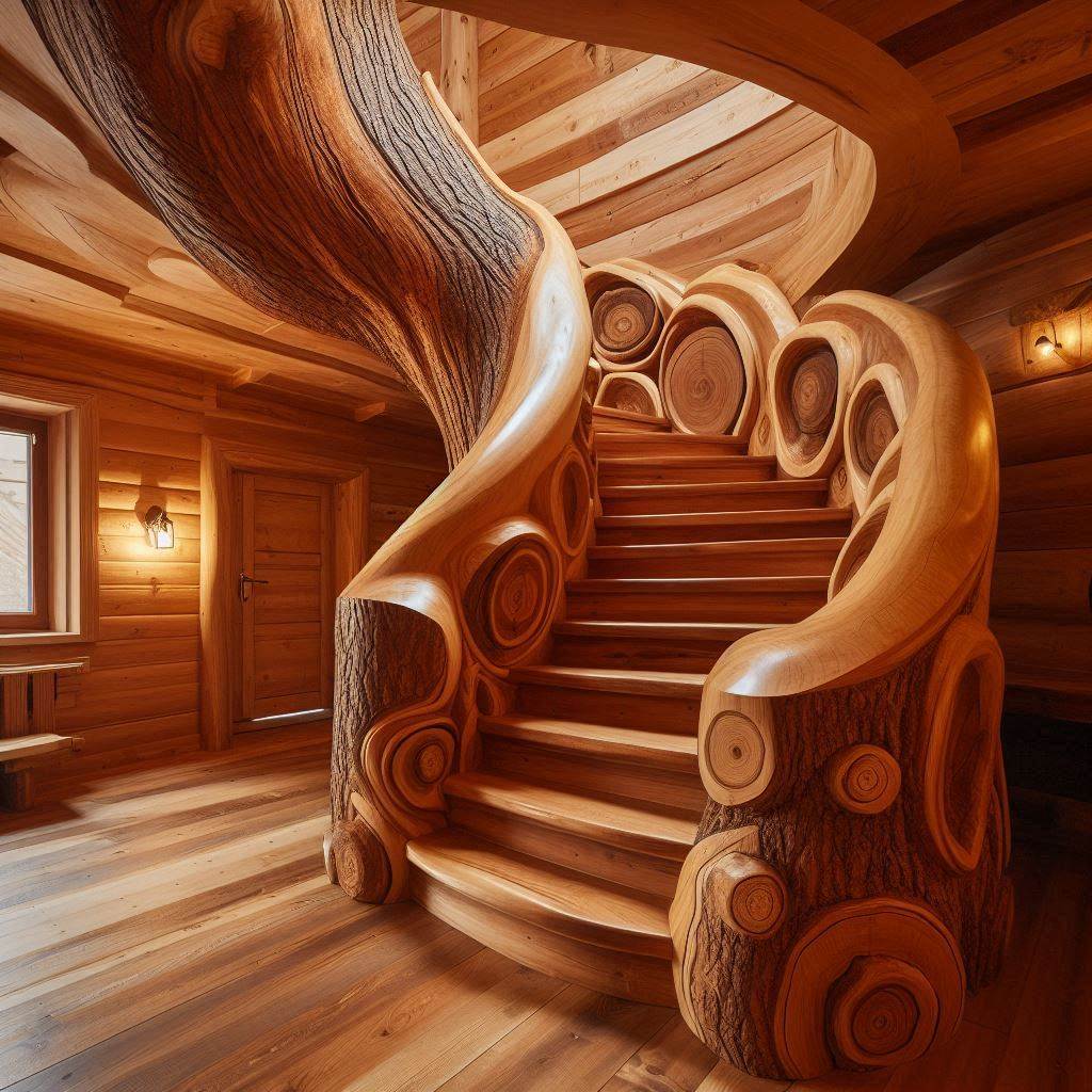 Wood Slab Staircases 4