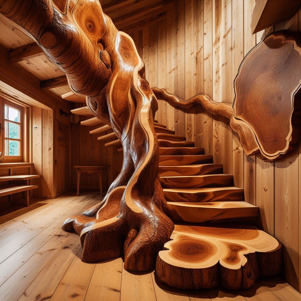 Wood Slab Staircases 5