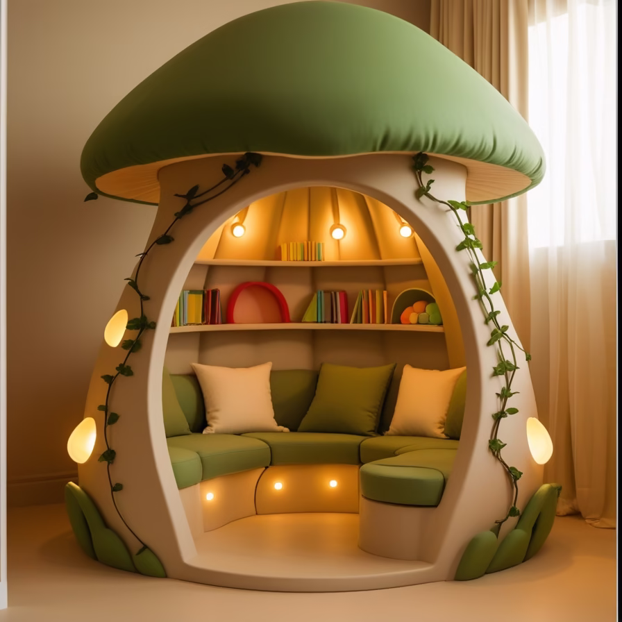 Mushroom Reading Corner for Kids: A Cozy and Creative Space for Young Readers 2 Mushroom reading corner for kids3