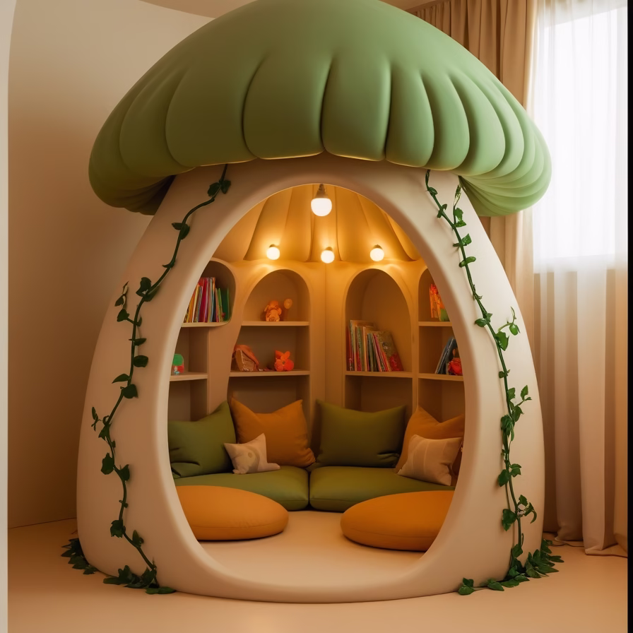 Mushroom Reading Corner for Kids: A Cozy and Creative Space for Young Readers 6 Mushroom reading corner for kids4