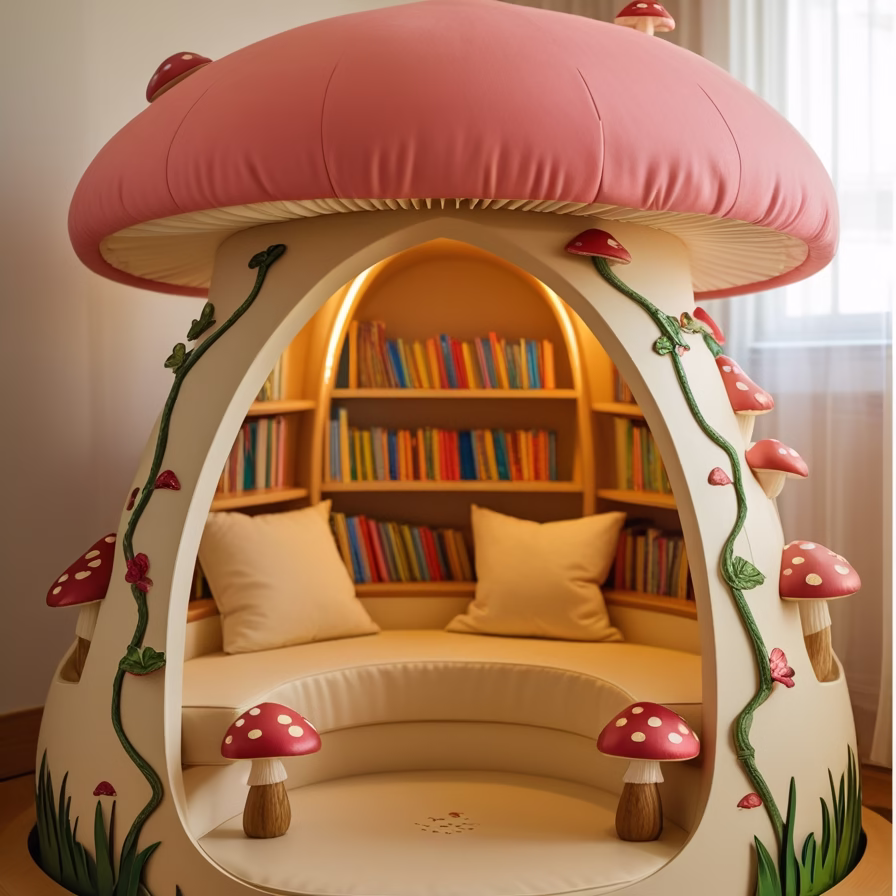 Mushroom Reading Corner for Kids: A Cozy and Creative Space for Young Readers 3 Mushroom reading corner for kids5