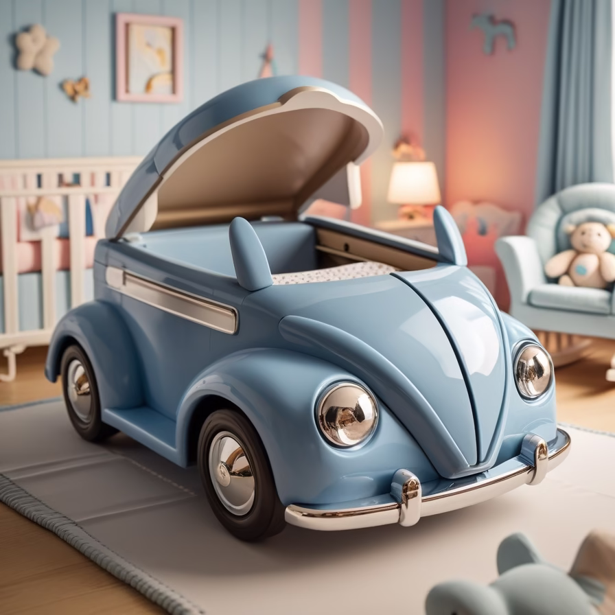 VW Beetle Baby Crib: A Retro-Inspired Sleeping Space for Your Little One 2 VW Beetle Baby Crib3