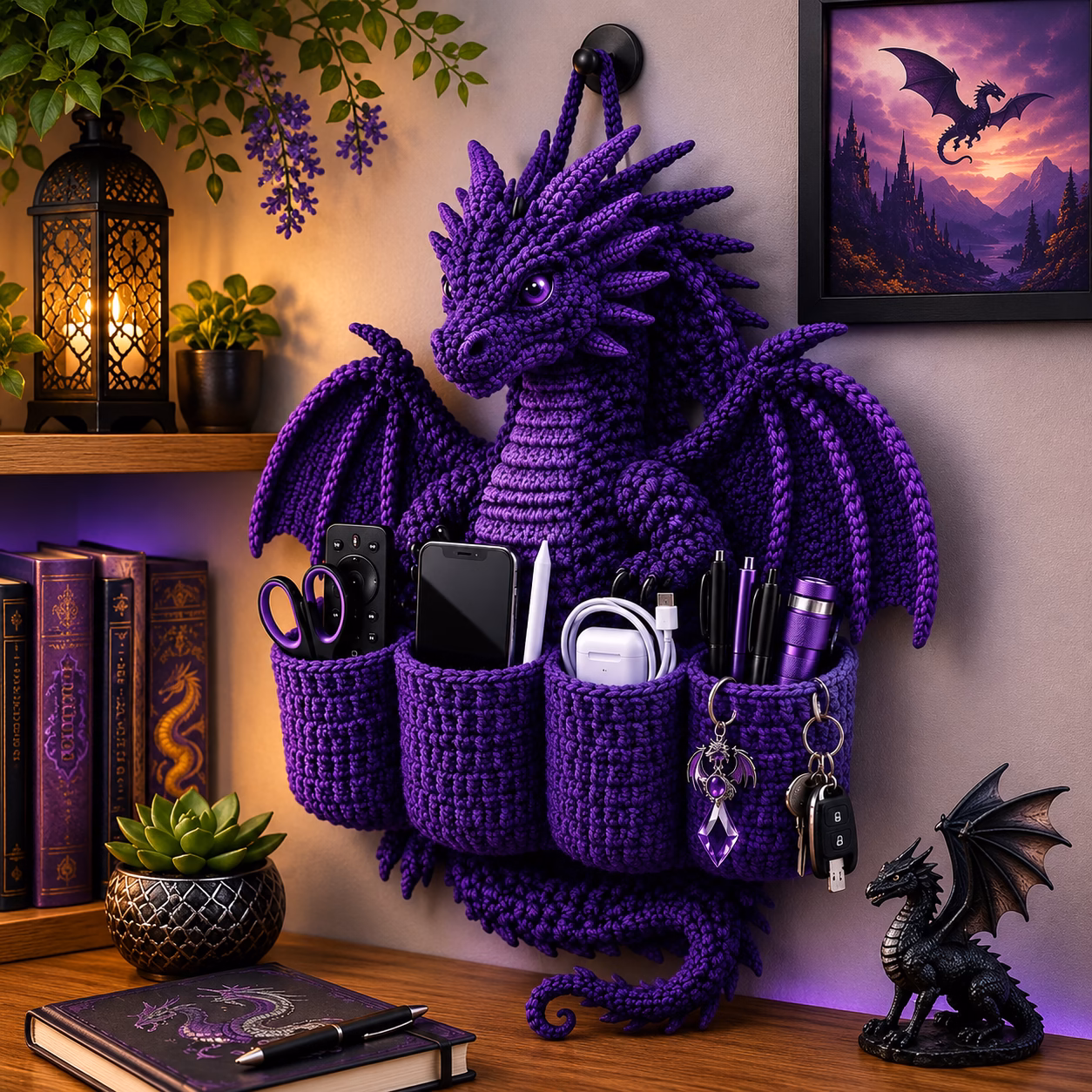 Crochet Dragon Wall Organizer: The Perfect Blend of Artistic Home Décor and Functional Wall Storage 1 Crochet Dragon Wall Organizer 1