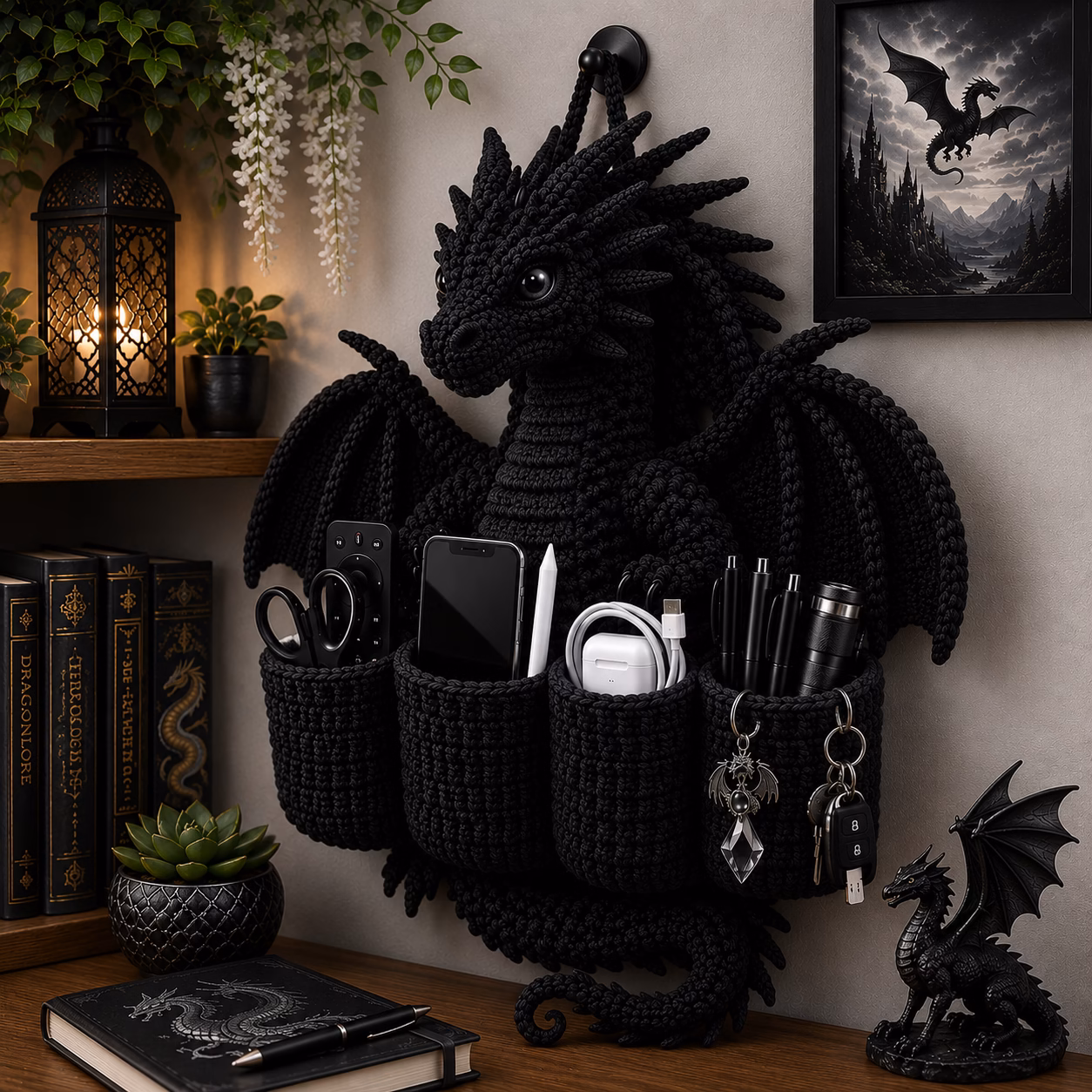 Crochet Dragon Wall Organizer: The Perfect Blend of Artistic Home Décor and Functional Wall Storage 4 Crochet Dragon Wall Organizer 5