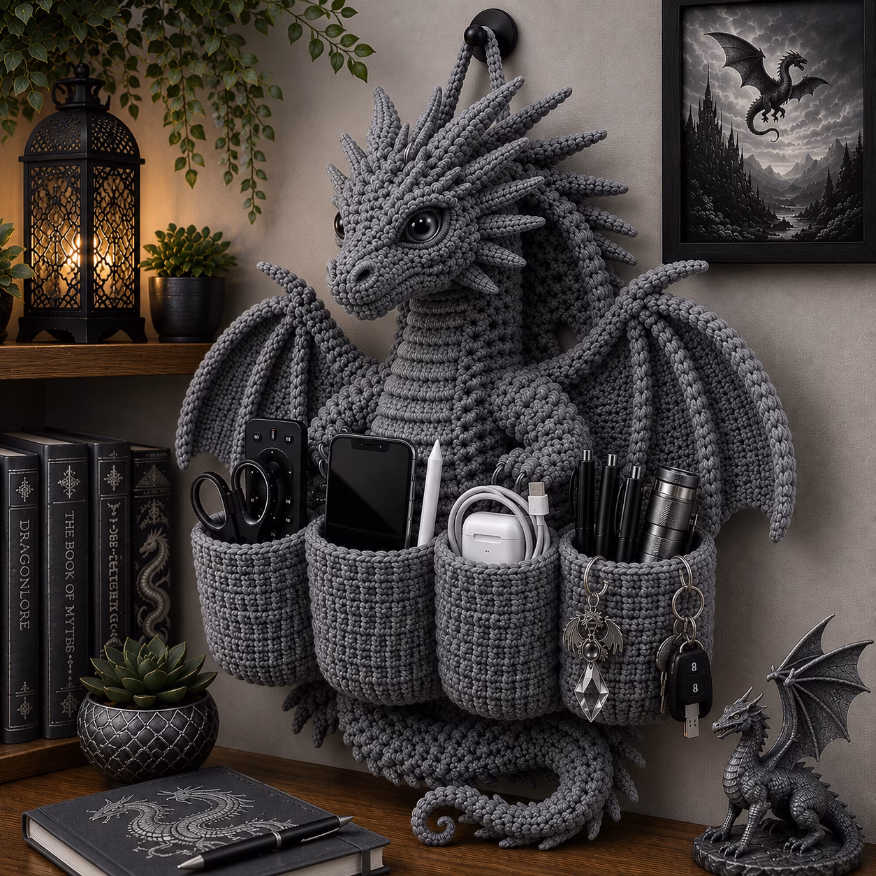 Crochet Dragon Wall Organizer: The Perfect Blend of Artistic Home Décor and Functional Wall Storage 8 Crochet Dragon Wall Organizer 9